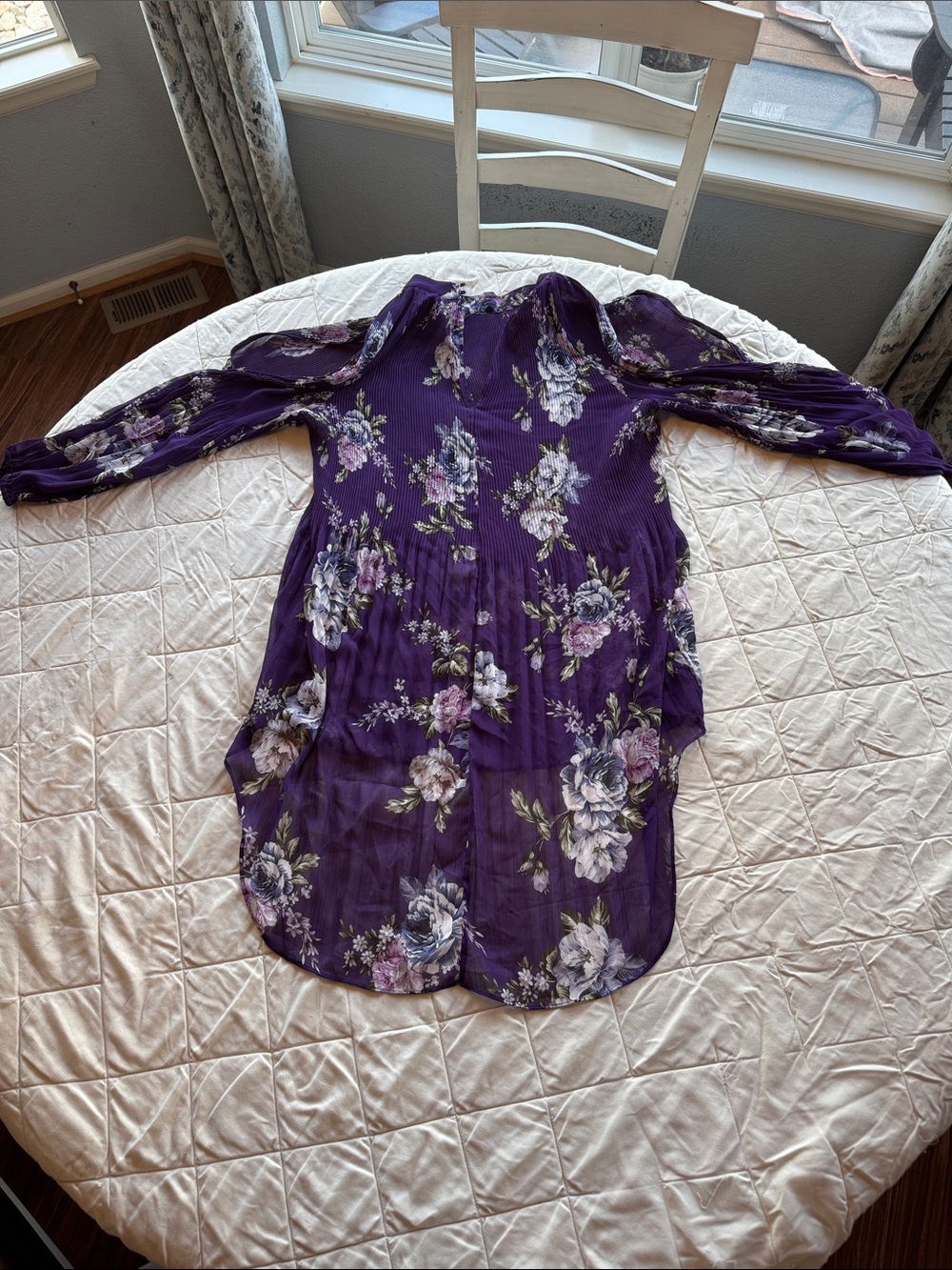City Chic Purple Floral Long Sleeve Tunic